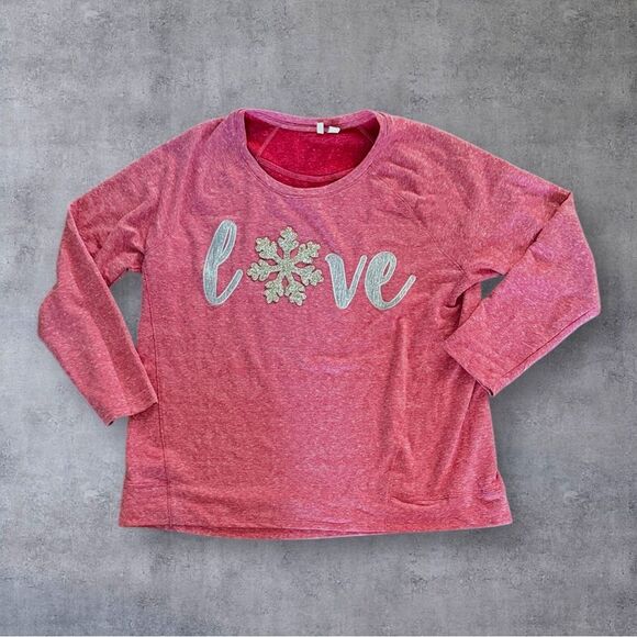 EST. 1946 LOVE Long Sleeve Pullover Embellished Snowflake - Picture 5 of 7